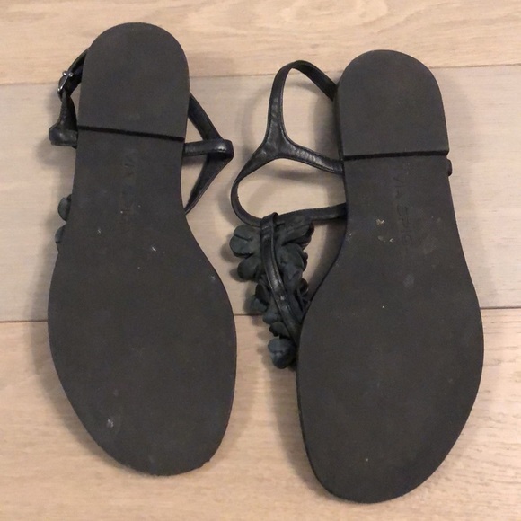Via Spiga T Strap Black Sandals Size 8.5 - Picture 3 of 4